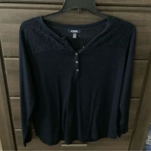 Chaps Black Too , 3/4 Sleeves 2X